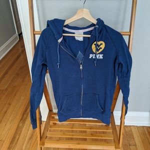 WVU Navy Blue Pink Zip Up Hoodie